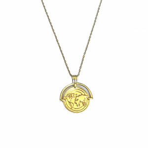 Deze ketting met wereldbol shop je bij Mila jwls.