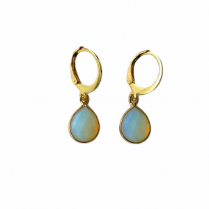 Deze Stainless Steel oorbellen met opalite hangers shop je bij Mila jwls.